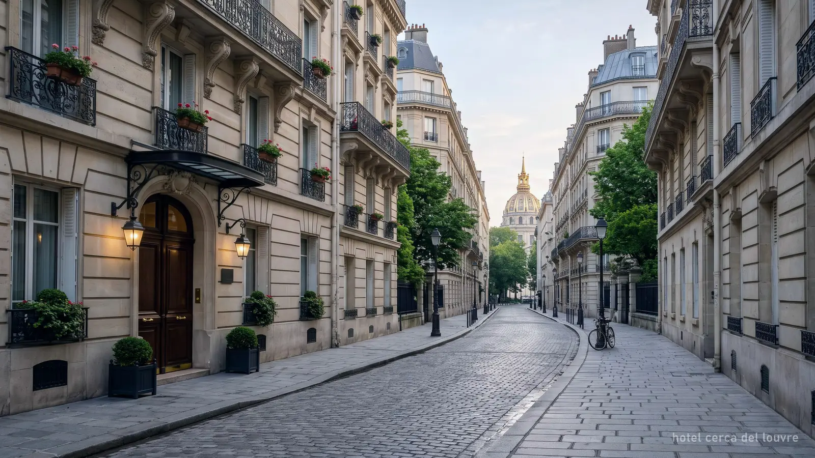 Imagen generada: una calle haussmanniana tranquila cerca del Louvre a primera hora